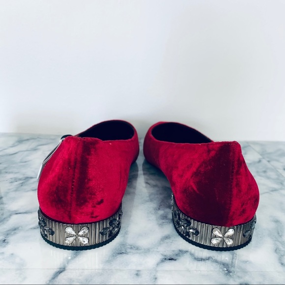 Uterque Zara Velvet Ballerina Flats Bejeweled - Picture 4 of 13